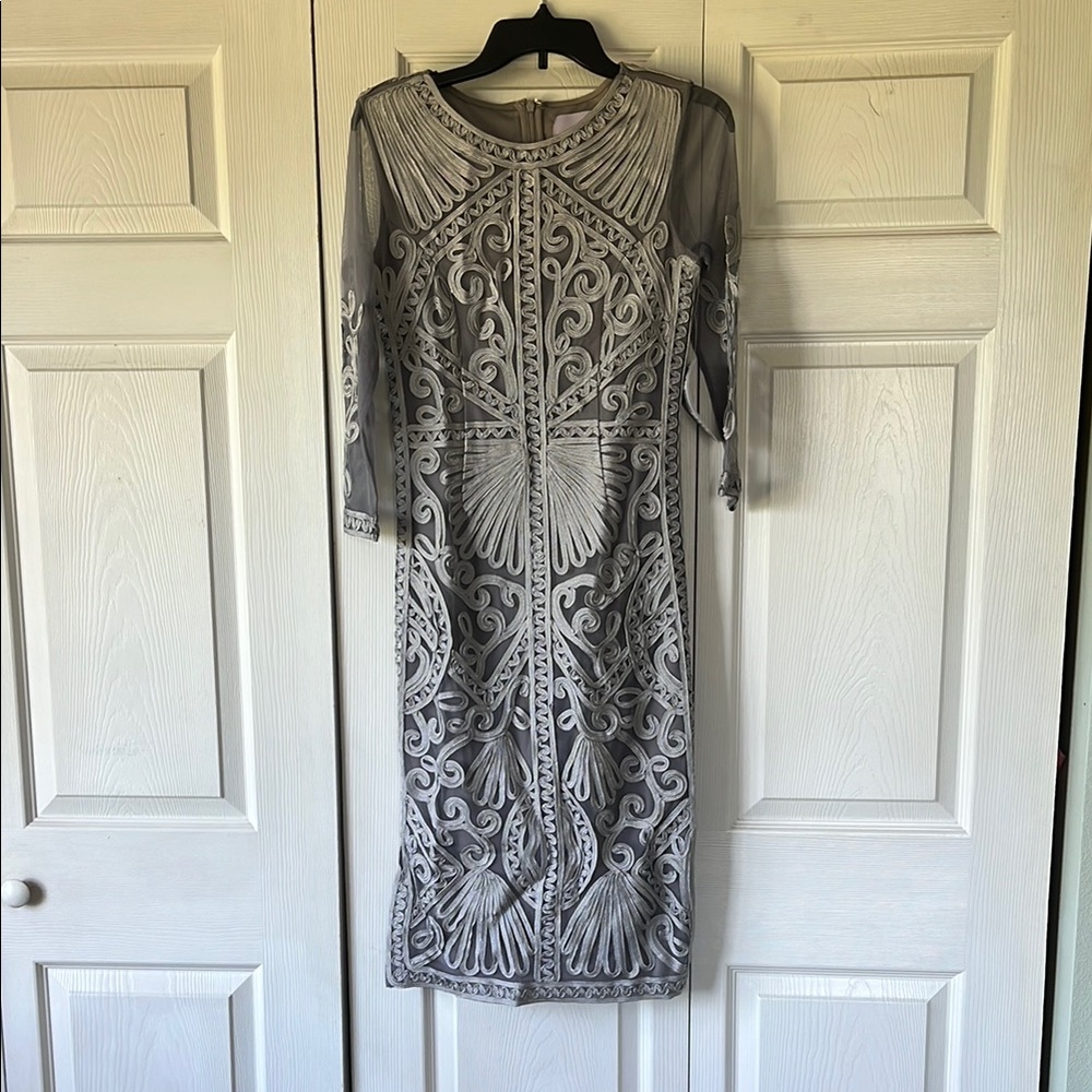 JS Collections Gray Sheath Dress